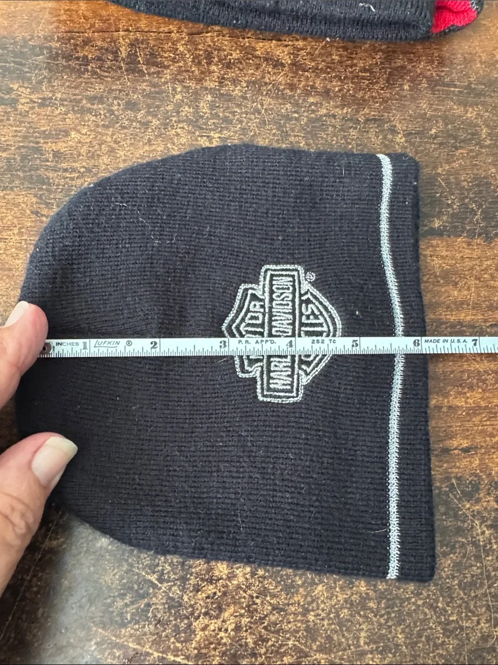 Harley-Davidson Bar and Shield Black Beanie with Grey/Asphalt Stripe small